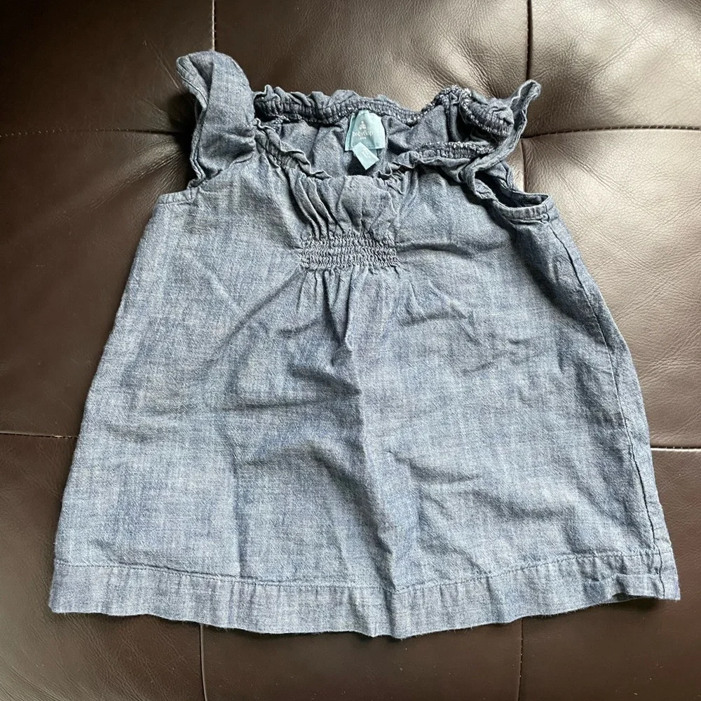 Gap Chambray Ruffle Sleeve Top